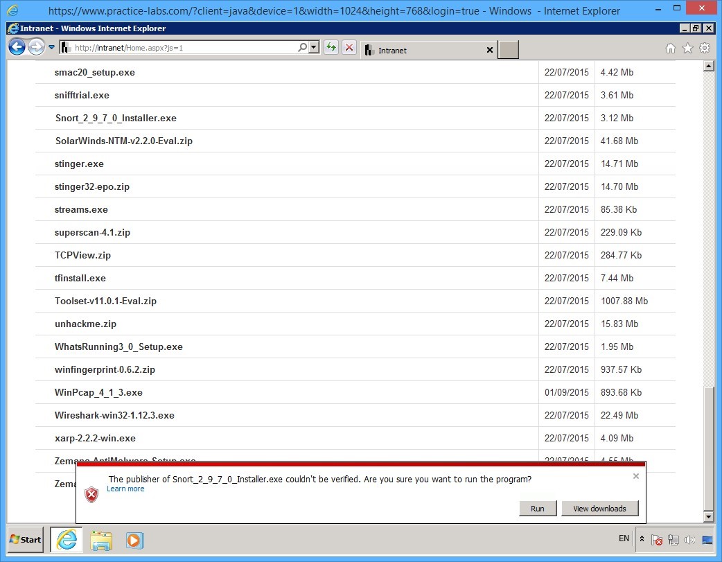 Practice Labs screenshot.